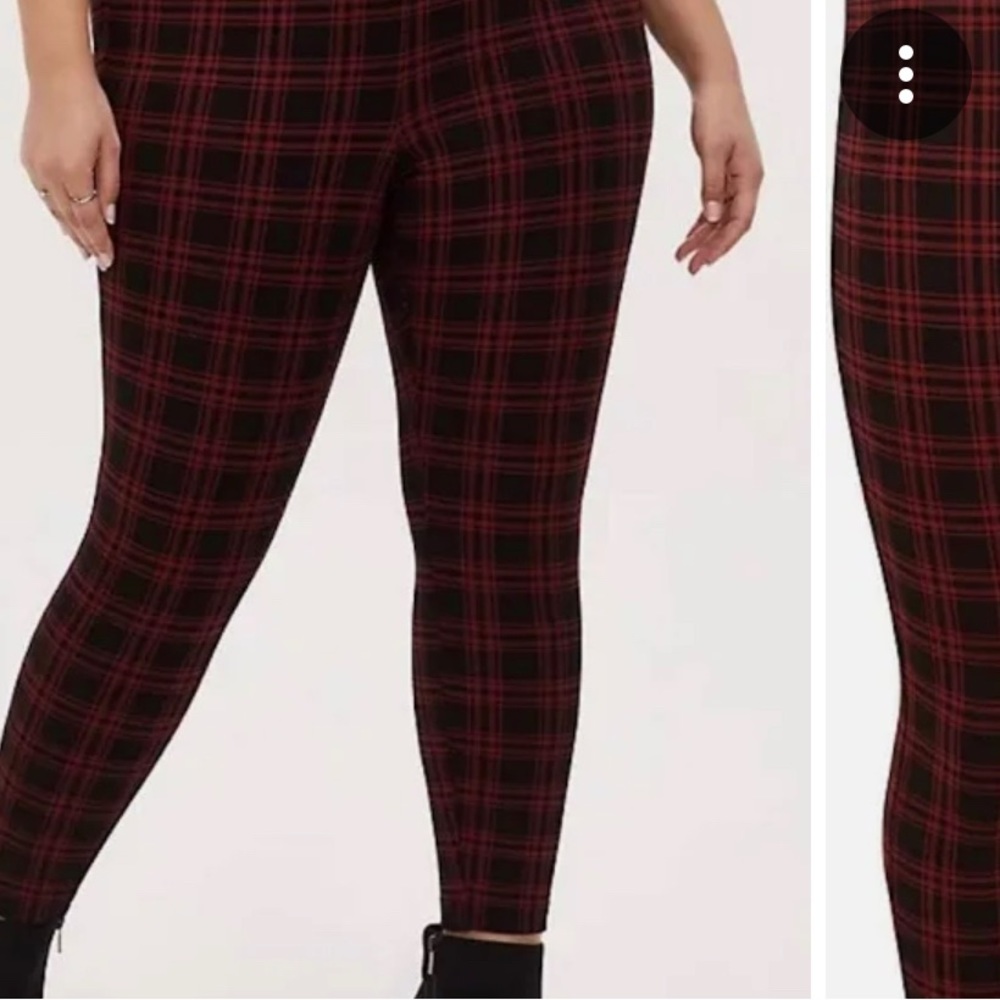 Torrid Pants| Studio Ponte Slim Fit Red Plaid Pull-On Pixie Pant | Size: 0-12